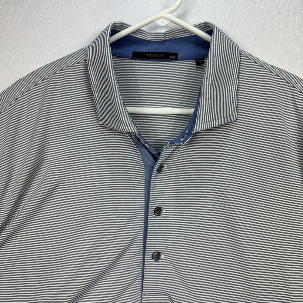 Greyson Golf Polo Shirt Mens XXL 2XL Gray Striped Lightweight Performance